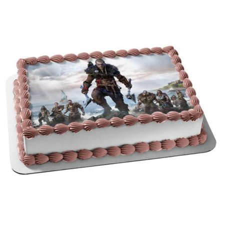 Assassins Creed Valhalla Norse Viking Edible Image Cake Topper, by A Birthday Place