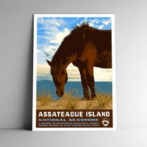 Assateague Island National Seashore Travel Poster / Postcard WPA Style