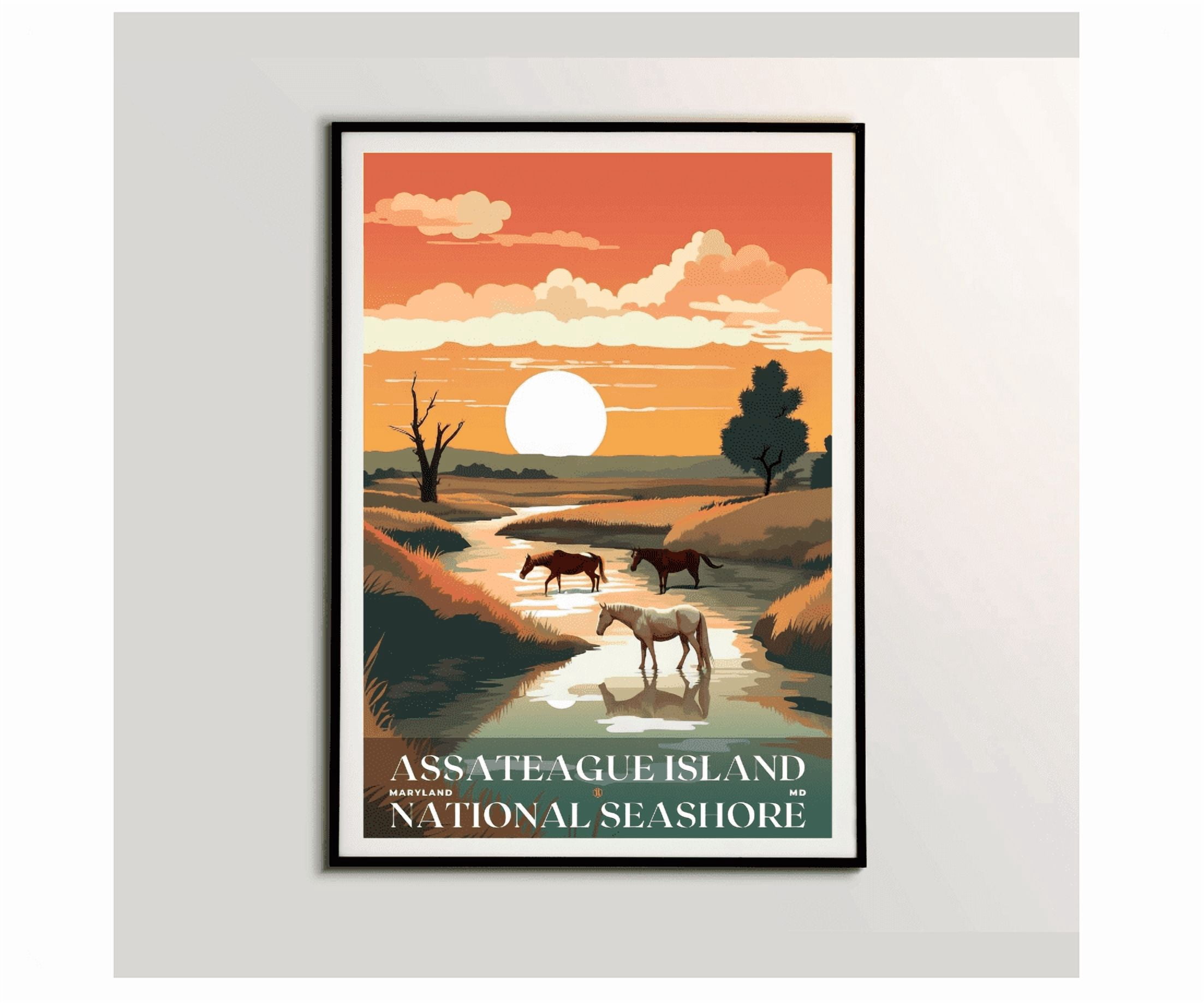 Assateague Island National Seashore Travel Poster Retro Wall Decor ...