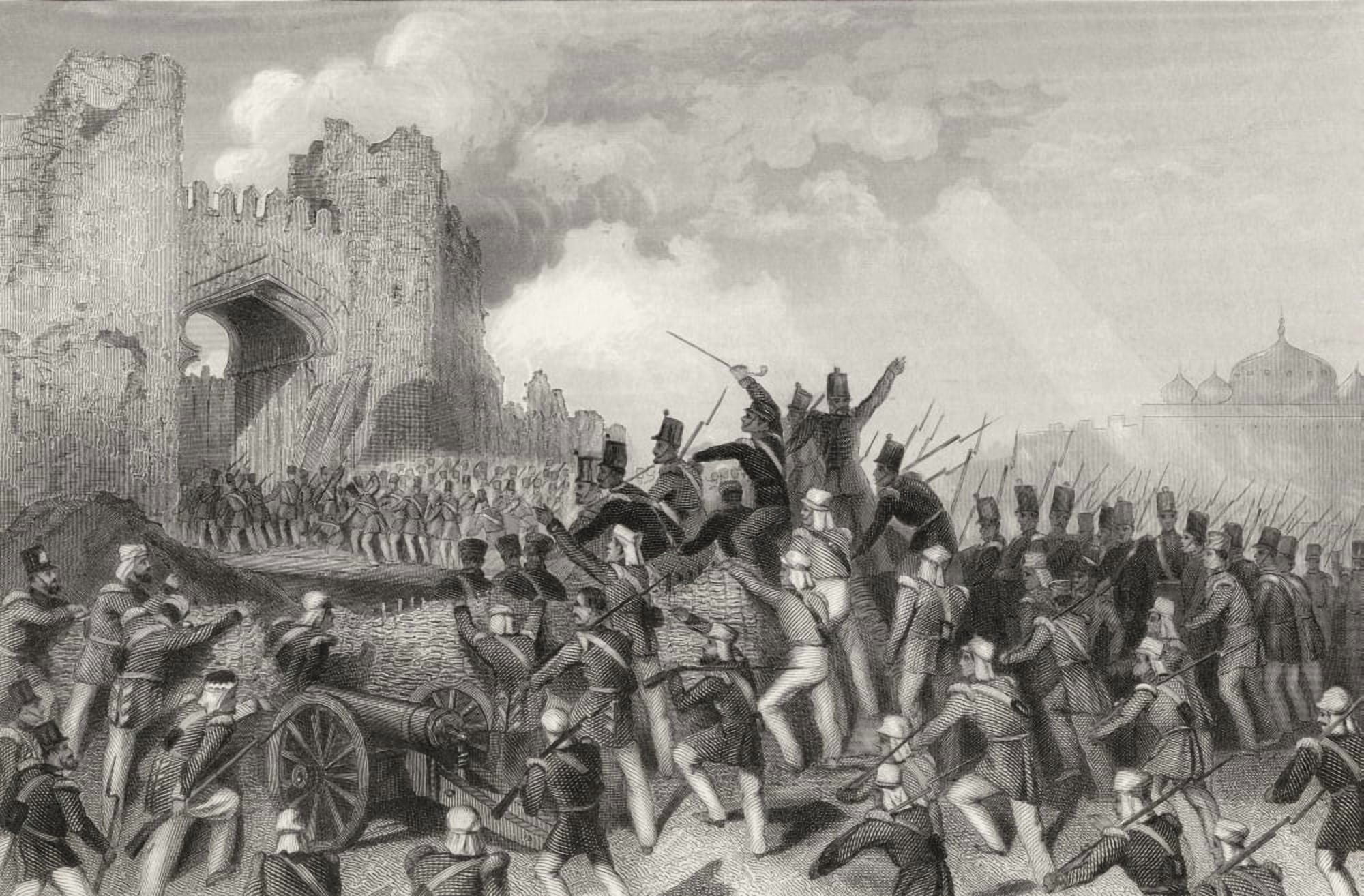 Assault Of Delhi Capture Of The Cashmere Gate 14Th September 1857 From The History Of The Indian Mutiny Published 1858 Canvas Art - Ken Welsh Design Pics (17 x 11)