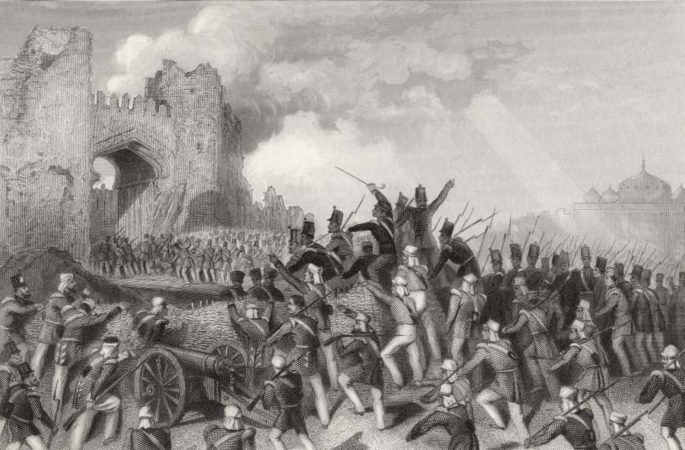 Assault Of Delhi Capture Of The Cashmere Gate 14Th September 1857 From The History Of The Indian Mutiny Published 1858 Canvas Art - Ken Welsh Design Pics (34 x 22)