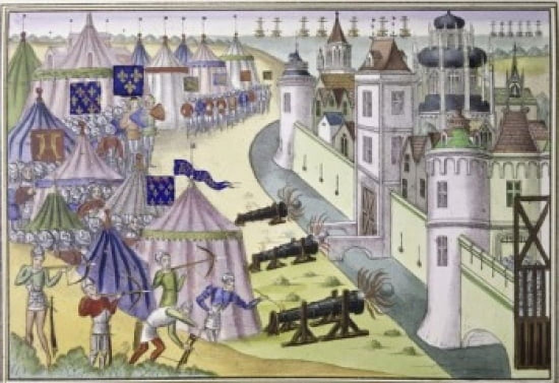 Assault Upon a Saracen City 1380 Jean Froissart (ca1337-ca1410 French) Manuscript Canvas Art - Jean Froissart (24 x 36)