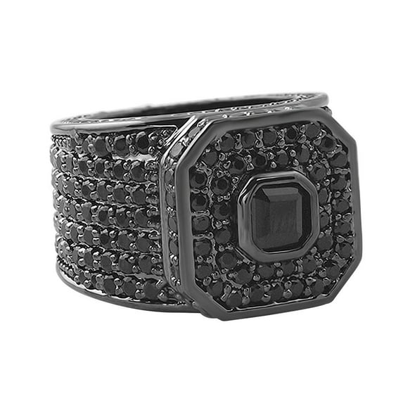Asscher Boss Black Bling Bling Ring (10)