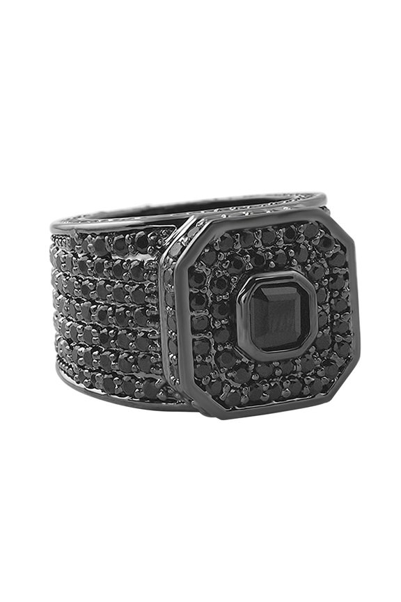 Asscher Boss Black Bling Bling Ring (9)