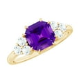 thumbnail image 1 of Rosec Jewels Real Amethyst Engagement Ring 3 Carat - 8 mm Asscher Cut - AAA Grade - Amethyst and Diamond Ring for Women, 10K Yellow Gold, US 6.00, 1 of 9