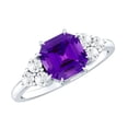 thumbnail image 1 of Rosec Jewels Real Amethyst Engagement Ring 3 Carat - Asscher Cut - AAA Grade - Amethyst and Diamond Ring for Women, 18K White Gold, US 12.00, 1 of 8