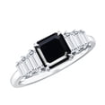 thumbnail image 1 of Rosec Jewels Asscher Cut Black Onyx Ring with Moissanite for Women - 6 mm - AAA Grade, 18K White Gold, US 9.00, 1 of 8