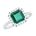 thumbnail image 1 of Rosec Jewels Vintage Style Lab Grown Emerald Engagement Ring - 6 Ct - Asscher Cut - Emerald Diamond Ring - with Jewelry Box, 14K White Gold, US 6.00, 1 of 8