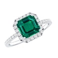 thumbnail image 1 of Rosec Jewels Vintage Style Lab Grown Emerald Engagement Ring 6 Ct - Asscher Cut Emerald Ring with Diamond Halo, 925 Sterling Silver, US 4.00, 1 of 6