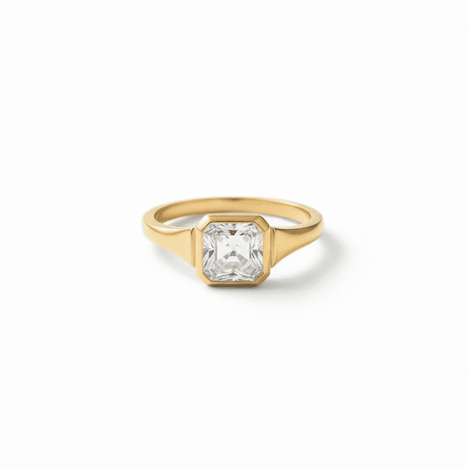Asscher Cut Daimond Engagement Ring, Solitaire Signet Band Ring ...
