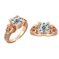 thumbnail image 1 of Asscher Cut Engagement Ring, Pure Brilliance Cubic Zirconia, Vintage Look-10K Rose Gold-Size 4, 1 of 7
