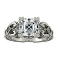 thumbnail image 1 of Asscher Cut Engagement Ring, Pure Brilliance Cubic Zirconia, Vintage Look-Platinum Plated -Size 6, 1 of 7