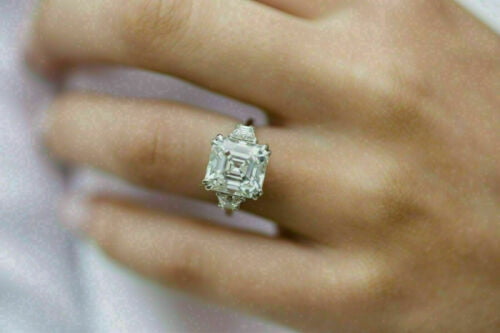 Asscher Cut Lab Created Diamond Engagement & Wedding Ring for Women