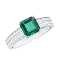 thumbnail image 1 of Rosec Jewels Asscher Cut Lab Grown Emerald Solitaire Ring for Women with Diamond, 14K White Gold, US 5.50, 1 of 9