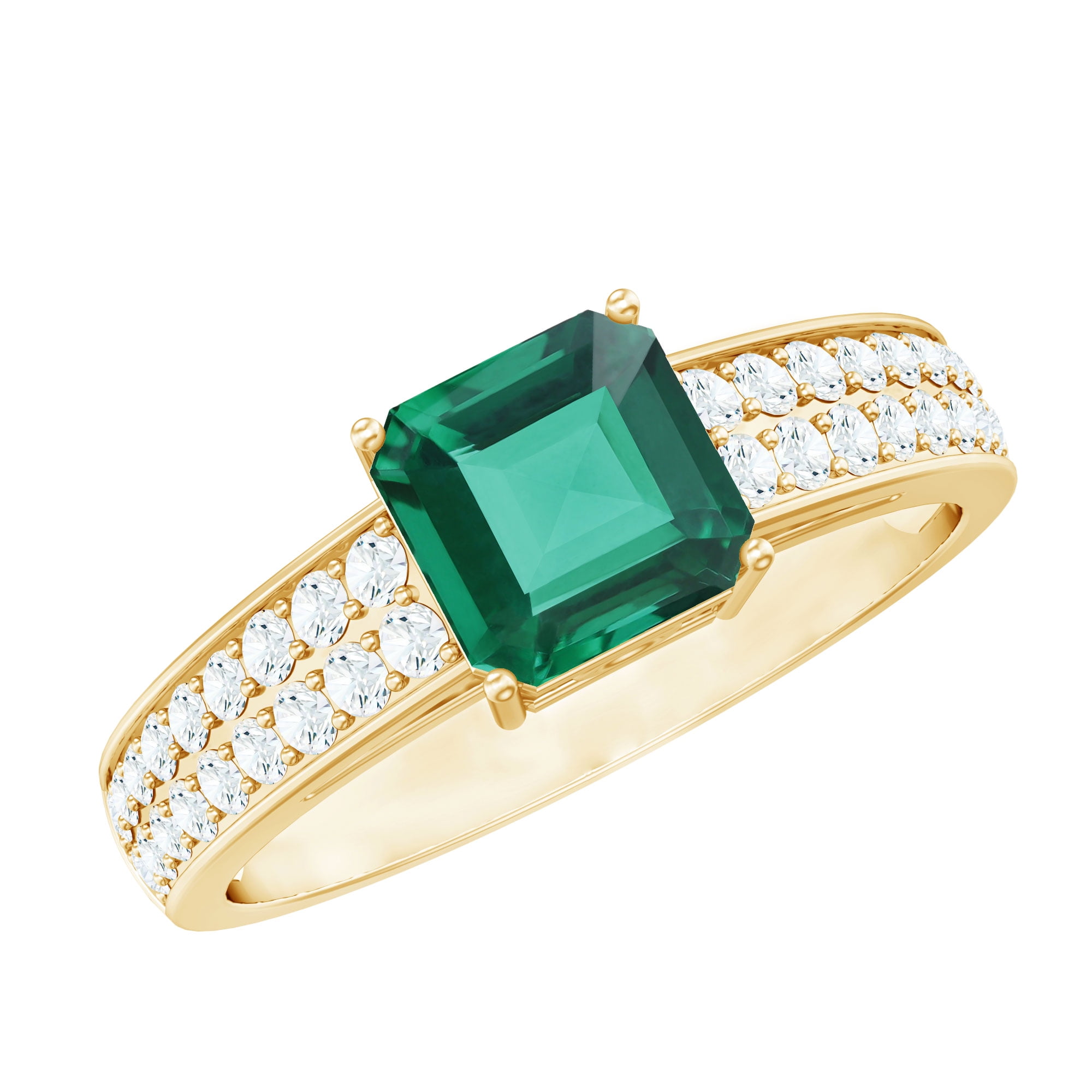Rosec Jewels Asscher Cut Lab Grown Emerald Solitaire Ring for Women ...