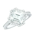 thumbnail image 1 of Rosec Jewels Moissanite Engagement Ring with Halo - Art Deco Ring (3 Carat, 8 mm Asscher Cut, D-VS1 Quality), 18K White Gold, US 11.50, 1 of 8