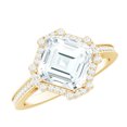 thumbnail image 1 of Rosec Jewels Moissanite Engagement Ring with Halo - Art Deco Ring (3 Carat, 8 mm Asscher Cut, D-VS1 Quality), 18K Yellow Gold, US 8.50, 1 of 8