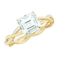 thumbnail image 1 of Rosec Jewels Asscher Cut Moissanite Ring for Engagement - 8 mm - Braided Ring - 3 Ct - D-VS1 Grade Certified - with Jewelry Box, 14K Yellow Gold, US 8.50, 1 of 9