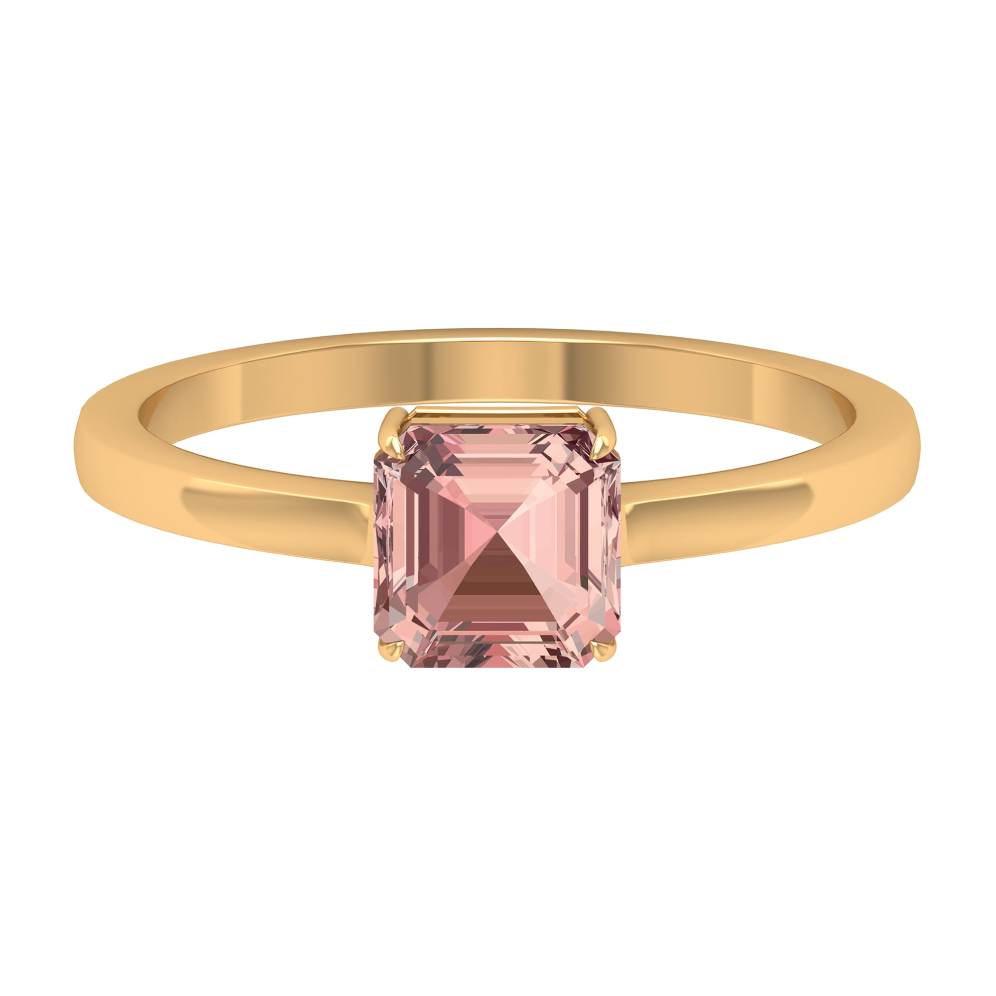 Asscher Cut Morganite Solitaire Ring for Women (6 mm, AAA Grade ...