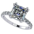 thumbnail image 1 of Asscher Cut Pure Brilliance Zirconia Solitaire Engagement Ring W/Sides- Silver- 6mm (1.50ct) -Size 8.5, 1 of 7