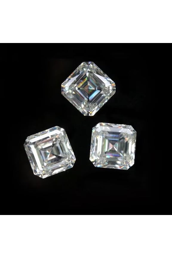 Asscher Cut VVS White Moissanite Hand-Cut Synthetic Loose Stone Finest Gemstone with Heat Treatment