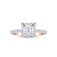 thumbnail image 1 of AFFY Asscher Cut White Cubic Zirconia Engagement Promise Ring in 14k Rose Gold over Silver-11, 1 of 6