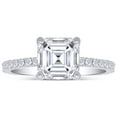 thumbnail image 1 of AFFY Asscher Cut White Cubic Zirconia Engagement Promise Ring in 14k White Gold over Silver-5.5, 1 of 6