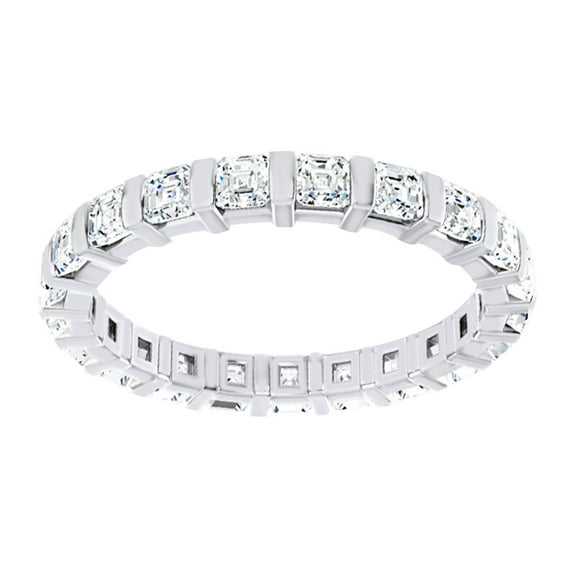 AFFY Asscher Cut White Natural Diamond Eternity Band Ring In 14K Solid White Gold (1.2 Ct), Size-11