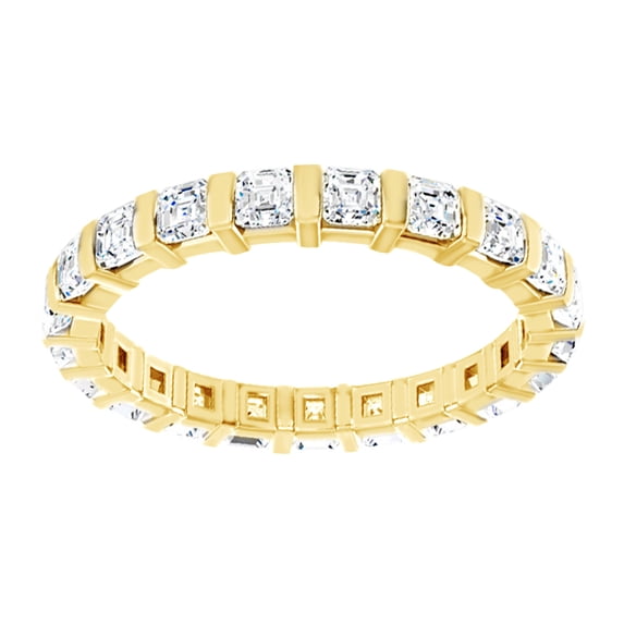 AFFY Asscher Cut White Natural Diamond Eternity Band Ring In 14K Solid Yellow Gold (1.2 Ct), Size-14