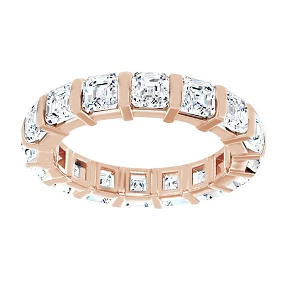 AFFY Asscher Cut White Natural Diamond Full Eternity Band Ring In 14K Solid Rose Gold, Size-7