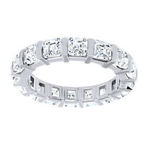 AFFY Asscher Cut White Natural Diamond Full Eternity Band Ring In 14K Solid White Gold, Size-12