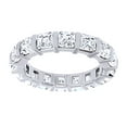 thumbnail image 1 of AFFY Asscher Cut White Natural Diamond Full Eternity Band Ring In 14K Solid White Gold, Size-4, 1 of 1