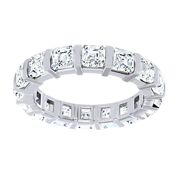 AFFY Asscher Cut White Natural Diamond Full Eternity Band Ring In 14K Solid White Gold, Size-8.5