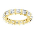 thumbnail image 1 of AFFY Asscher Cut White Natural Diamond Full Eternity Band Ring In 14K Solid Yellow Gold, Size-4, 1 of 1