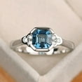 thumbnail image 1 of Asscher cut London blue topaz promise ring, solid sterling silver, November birthstone ring, 1 of 4