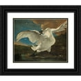 thumbnail image 1 of Asselijn, Jan 14x12 Black Ornate Wood Framed with Double Matting Museum Art Print Titled - The Threatened Swan, 1 of 4