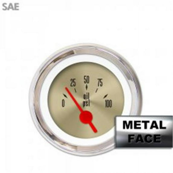 Assemb Oil Pres Ga. - Amer Classic Gold Face, Rd Vintage Nedl, Chrome Bezels