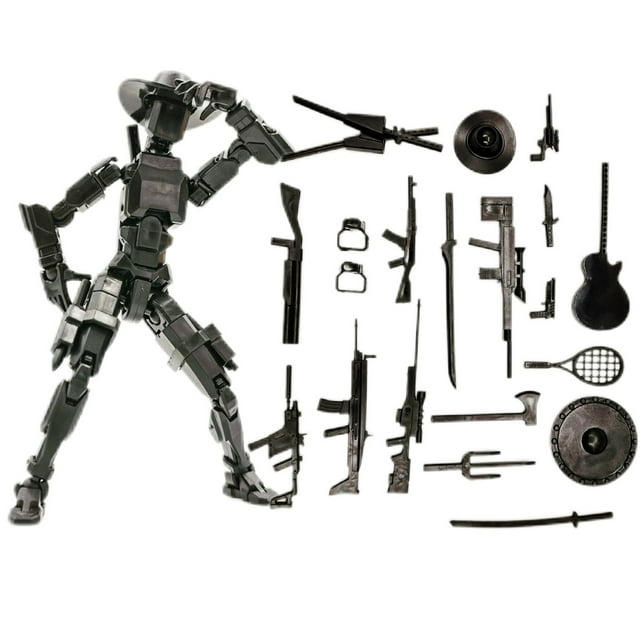 Assembed 3D Printed 5.31'' Stick T13 Action Figure, Multi-Jointed Titan13, Articulated T13 Office Decor, Desk Decor,12 in 1 Dummy 13 Accessories Best Birthday Festival Gift