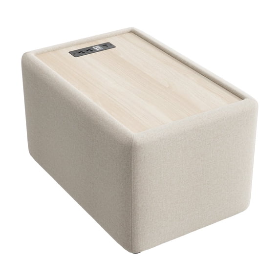 Assemble Modular Side Table with Charging Station in Oat Fabric