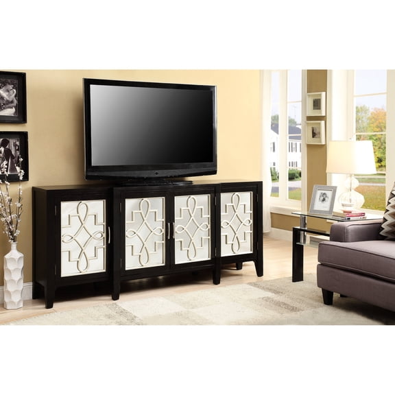 Assembled 4-Door Storage Cabinet | Ideal for Various Room Scenes | Solid Wood Tapered Legs | Increased Texture Design