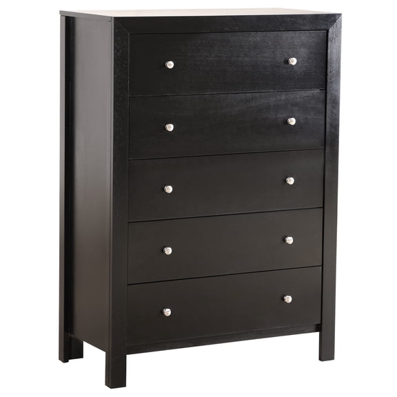 Assembled Black Chest | Drawers with Corner Blocks for Support | Particle Board and Solid Wood | Addresses Drawer Breakage Concerns