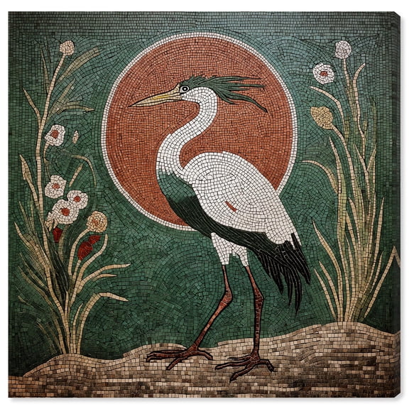 Assembled Heron III Canvas Print Vintage Wall Decor by Art Remedy, Gallery Wrapped, 40 x 40