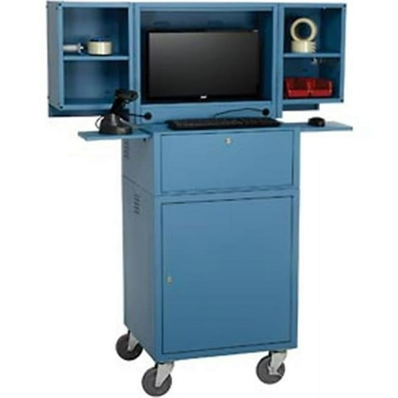 Assembled Mobile Fold-Out Computer Security Cabinet - Blue
