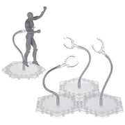 Assembled Plastic Action Figure Display Stands with Adjustable Alloy Support Arm Minifigures Display Holder Clear 11.5x11x17.7cm