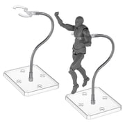 Assembled Rectangle PS Plastic Action Figure Display Stands with Adjustable Iron Support Arm Minifigures Display Holder Clear 9.3x7.3x25cm