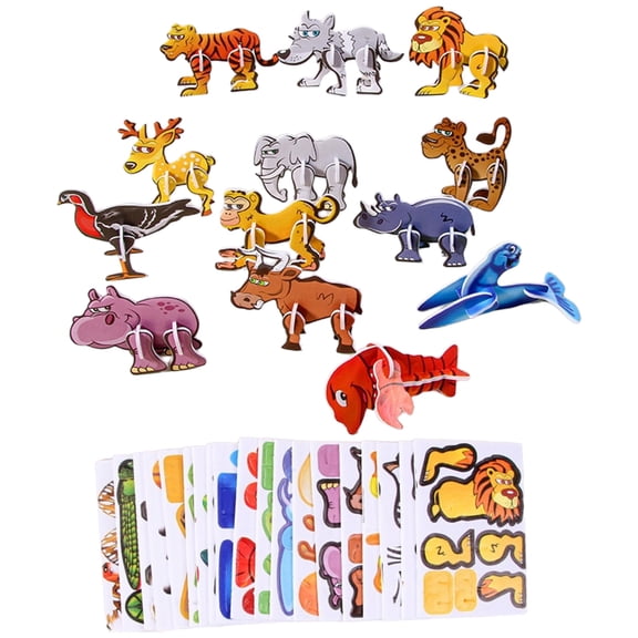Assembly Animal Model Kit, Birthday Gift, Birthday Party Favors, Animal Party Favors, 25 Pack 3.5X2.5 Inch 3D Paper Jigsaw Puzzles for Birthday Party Decor, Play Set, No Extra