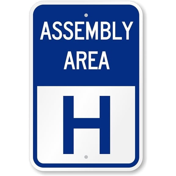 Assembly Area H Weatherproof Metal Aluminum Sign Size: 16 x 12 Inch