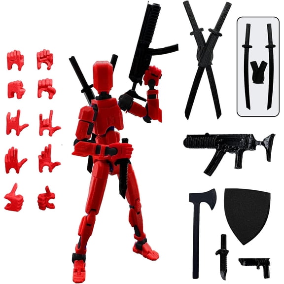 (Assembly Completed) 3D Printed Figure 5.54-inch Dummy13 with Weapon Expansion Set, Full Body Mechanical Movable Toy, Desk Decoration