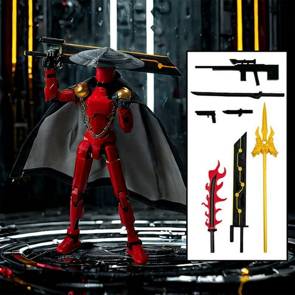 Assembly Completed Action Figures,Action Figure, Robo 13 3D Printed Action Figure - The Ultimate Hero for Action-Packed Playtime,5.2 Inch,Red