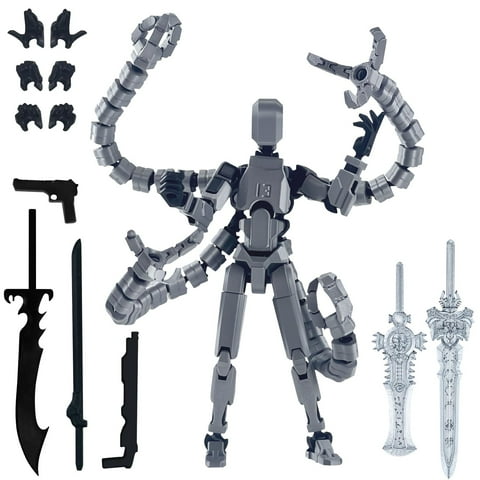 Assembly Completed Cool Action Figures Set, Multi-Jointed Movable with Multiple Robotic Arms,3D Printed Movable Doll for Office Desks and Birthday Gift